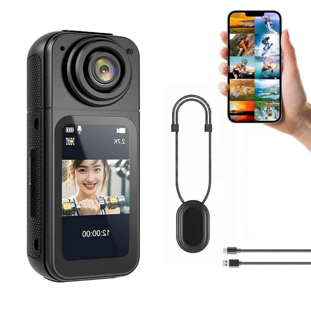 Robeve Mini Aksiyon Kamera 2.7K Ultra HD 180° Döner Lens WiFi Bağlantılı Taşınabilir Kamera