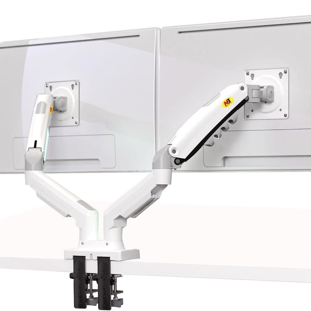 TriLine NB F160 Çift Kol Monitör Standı - Amortisörlü Vesa Tutucu 17-27 İnç Beyaz