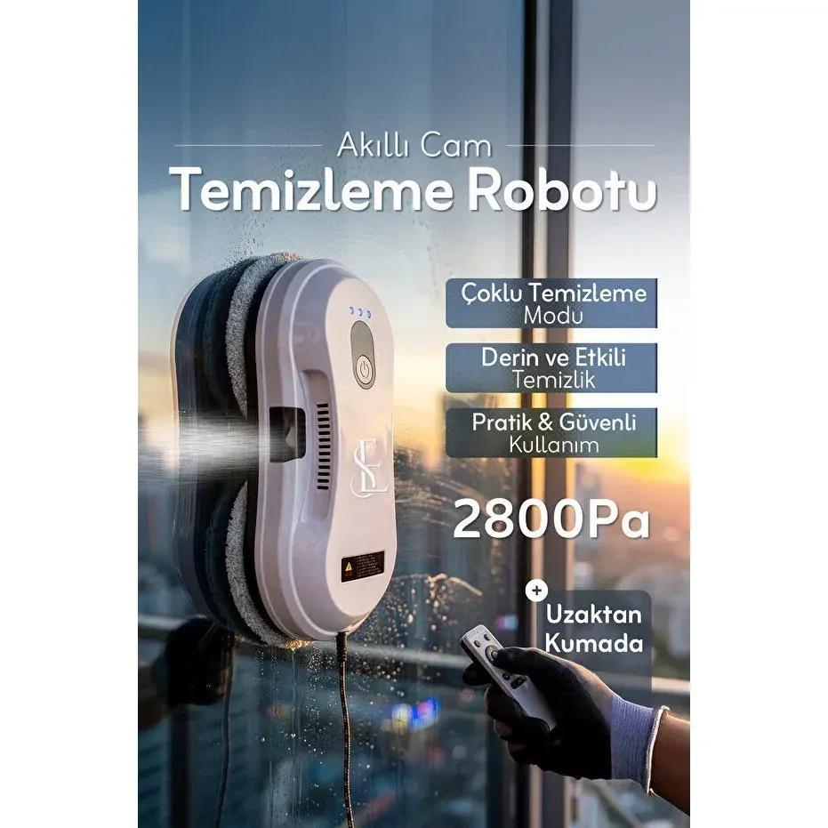 Terapio Robot Pencere Temizleme Makinesi 2800Pa Güçlü Emme, Uzaktan Kumandalı Akıllı Cam Temizleyici