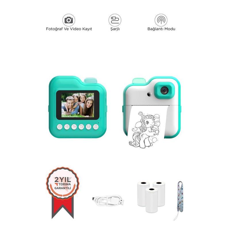 Terapio CMR15 Çocuk Dijital Fotoğraf Makinesi - Termal Yazıcılı Kamera Mavi