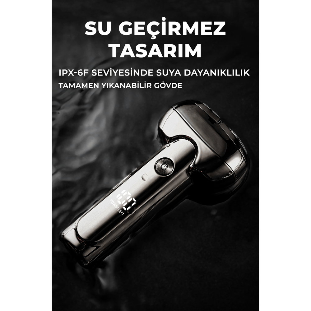 VERYFİT Elektrikli Tıraş Makinesi LED Ekranlı Şarj Edilebilir Taşınabilir Akıllı Tıraş