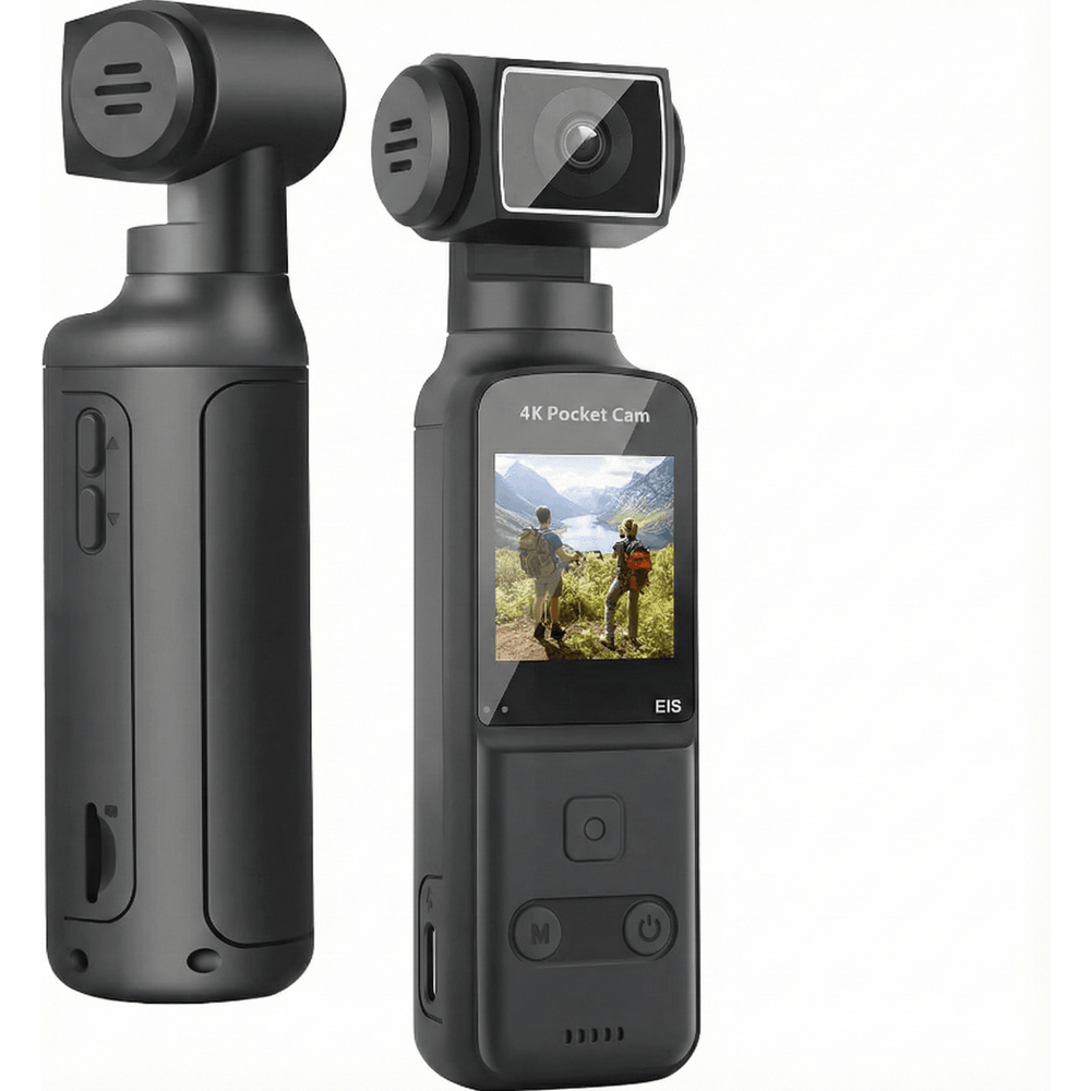 Terapio 4K Ultra HD Pocket Kamera - EIS Stabilizasyon, WiFi Aktarım, 270° Döner Lens