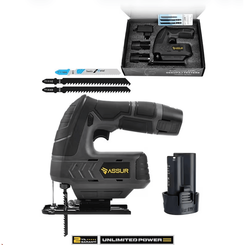 Assur Profesyonel 12V Çift Akülü Şarjlı Dekupaj Testere - Güçlü ve Taşınabilir