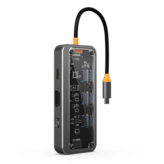 Turbo 100W Type-C HDMI VGA Ethernet Çok Fonksiyonlu Dönüştürücü iPad MacBook Uyumlu