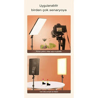 19 Inç Led Video Işık Kiti Tripodlu Dimmable Studio Fotoğraf Kamera Lambası Terapio