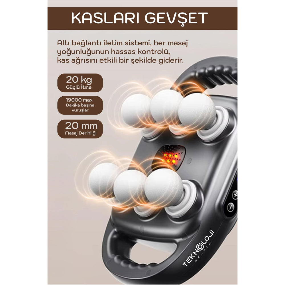 Terapio Masaj Tabancası 6 Başlı 9 Kademe - Profesyonel Kas Gevşetici Masaj Aleti