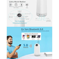 Bluetooth Hoparlörlü Gece Lambası 7in1 Alarm Saati FM Radyo RGB Işık Dokunmatik Kontrol