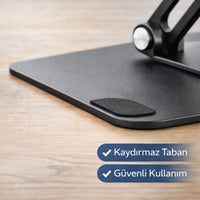 Polham 360° Döner Metal Laptop Stand - Ayarlanabilir Ergonomik Tablet Telefon Masaüstü Standı
