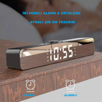 TriLine Bluetooth Hoparlör LED Ekran FM Çalar Saat Sıcaklık Göstergeli Ses Çubuğu