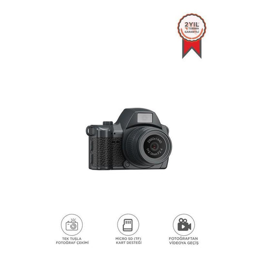 Terapio CMR42 Dijital Mini Kamera 2K Video 128GB Destekli Siyah Fotoğraf Makinesi