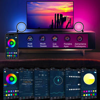 HyMark 10 İnç RGB Akıllı Masaüstü Müzik Ritim Gece Lambası - 25cm LED Halka Işık