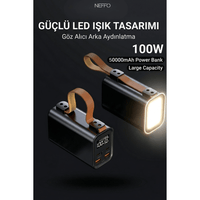 Terapio 50.000mAh Powerbank PD100W Hızlı Şarj | QC3.0 LED Ekranlı Taşınabilir Şarj Aleti