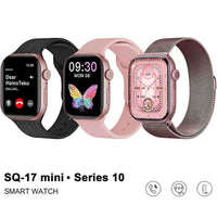 SQ-17 Mini Akıllı Saat 3 Kordonlu 38mm Watch 10 Series - Pembe Kadın Saati Terapio