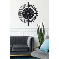 Muyika Dubai Dekoratif Metal Siyah Duvar Saati 41x41cm Sessiz Mekanizma - Modern Ev Dekor