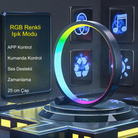 HyMark 10 İnç RGB Akıllı Masaüstü Müzik Ritim Gece Lambası - 25cm LED Halka Işık