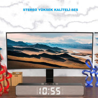 TriLine Bluetooth Hoparlör LED Ekran FM Çalar Saat Sıcaklık Göstergeli Ses Çubuğu