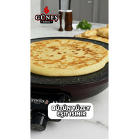Terapio 2000W Elektrikli Termostatlı Sac 50cm - Ekmek Gözleme Börek Katmer Granit Emaye