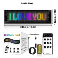HyMark RGB LED Kayan Yazı Tabela 35x10cm Bluetooth Kontrollü - Renkli Dijital Ekran