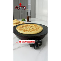 Terapio 2000W Elektrikli Termostatlı Sac 50cm - Ekmek Gözleme Börek Katmer Granit Emaye