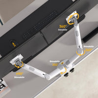 TriLine NB F160 Çift Kol Monitör Standı - Amortisörlü Vesa Tutucu 17-27 İnç Beyaz