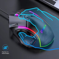 RGB Işıklı 12 Tuşlu Oyuncu Mouse 12800 DPI - Ergonomik Gaming Fare Terapio