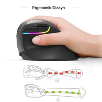 Delux M618 Mini Bluetooth Ergonomik Şarjlı Sessiz RGB Mouse - Kablosuz Oyun Faresi