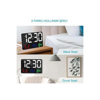 Terapio Dijital Duvar Saati Uzaktan Kumandalı HD LED Ekran 25x16cm - Renkli Modern Tasarım
