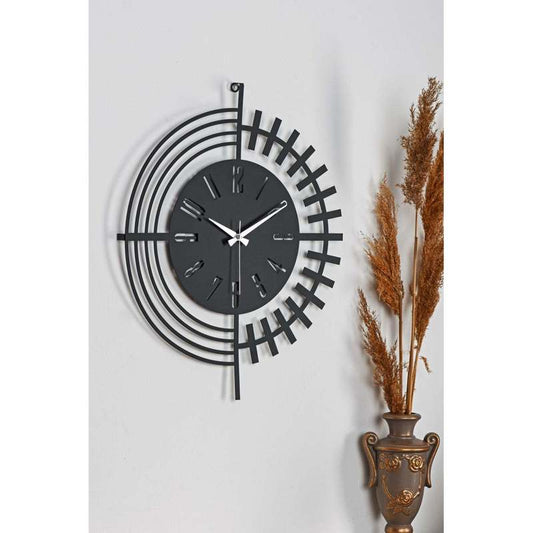 Muyika Dubai Dekoratif Metal Siyah Duvar Saati 41x41cm Sessiz Mekanizma - Modern Ev Dekor