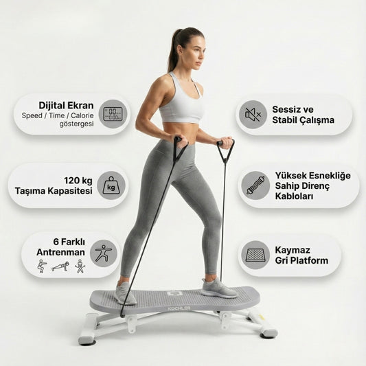 Slider Evde Kaykay Spor Aleti - Dijital Ekranlı 6 Fonksiyonlu Fitness Board Terapio