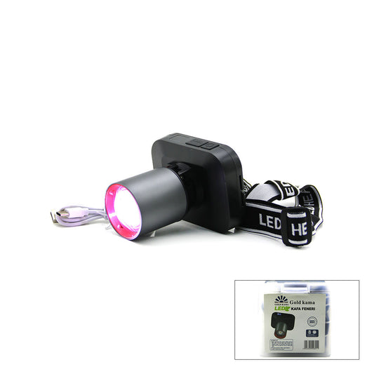 Gold Kama GK-801 Lüx Şarjlı Kafa Lambası 50W LED Fener USB Type-C Dijital Ayarlı