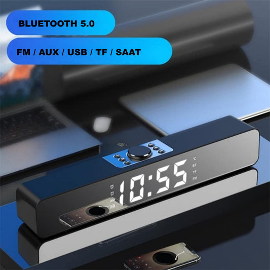 TriLine Bluetooth Hoparlör LED Ekran FM Çalar Saat Sıcaklık Göstergeli Ses Çubuğu