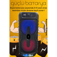 Terapio Bluetooth Parti Hoparlör RGB LED Mikrofon Kablosuz Type-C Şarj USB FM Destekli