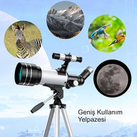 HyMark Astronomik Teleskop 70/300mm 150x Yakınlaştırma - Tripodlu Gökyüzü Gözlem Teleskobu