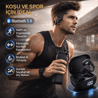 Terapio OWS Spor Açık Kulak Bluetooth 5.4 Kulaklık - LED Ekranlı, HD Mikrofonlu