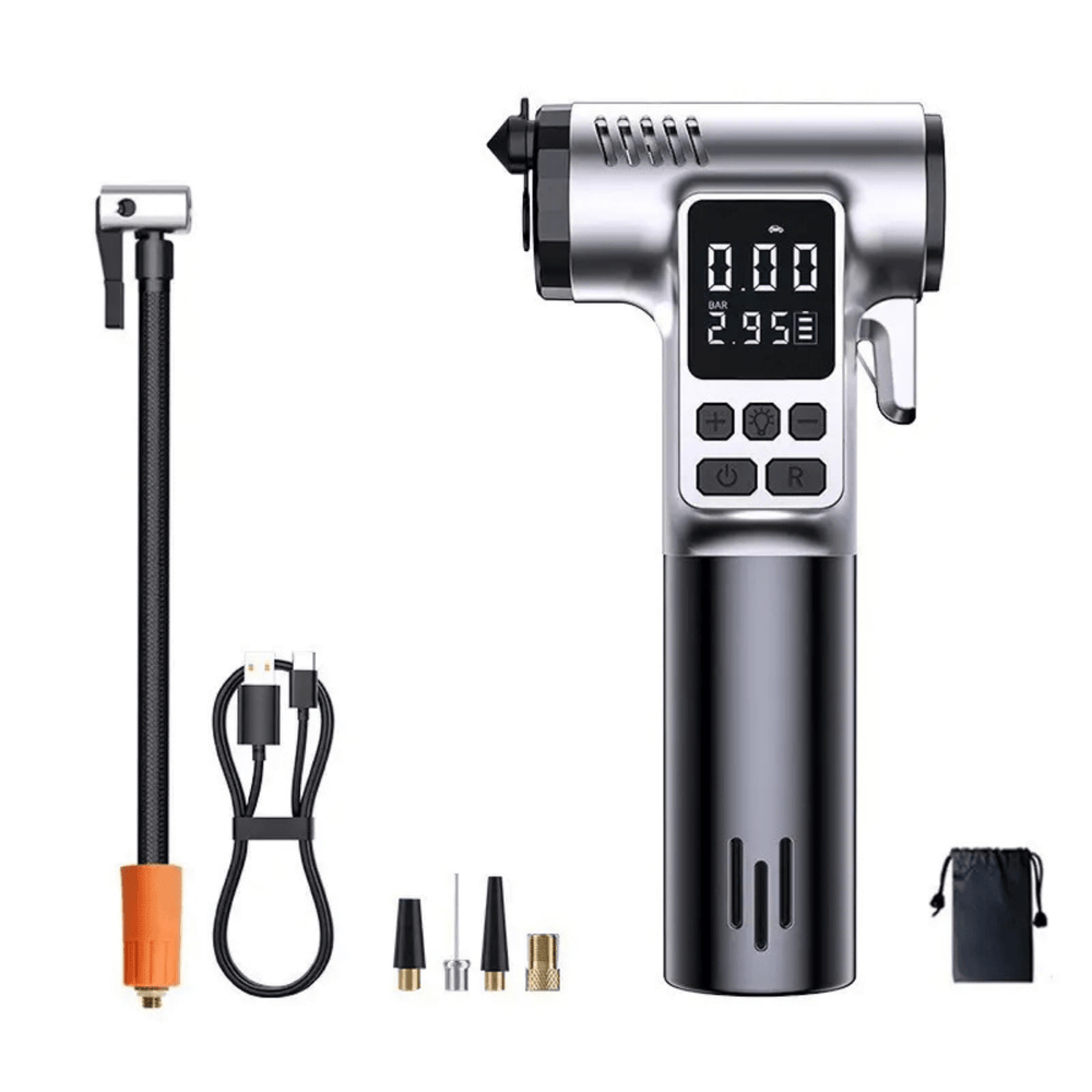Coofbe 4in1 Şarjlı Araç Lastik Şişirme Pompası 150PSI 4000mAh Emniyet Kemer Kesici