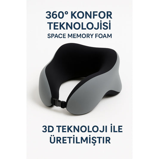Terapio Space Memory Foam Ortopedik Boyun Yastığı - Seyahat ve Ofis İçin Rahat Uyku