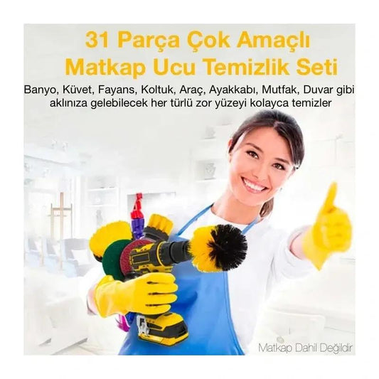 31 Parça Çok Amaçlı Matkap Ucu Temizlik Seti - Ev Banyo Araç için Profesyonel Set