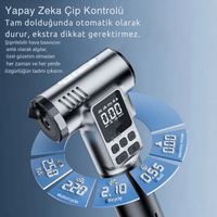 Coofbe 4in1 Şarjlı Araç Lastik Şişirme Pompası 150PSI 4000mAh Emniyet Kemer Kesici