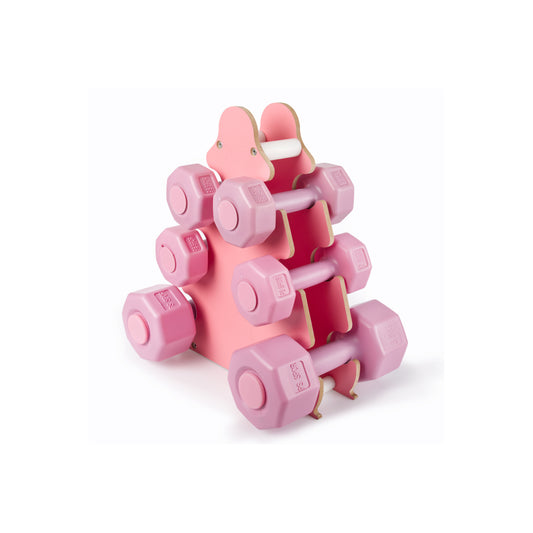 PSSPOR Pembe Dambıl Seti 3 Set - 1KG 2KG 3KG Dambıl + Stand - Ev Fitness Ekipmanı