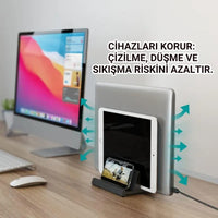 Polham 3in1 Ayarlanabilir Metal Laptop Standı - Telefon Tablet Tutucu Dikey Stand