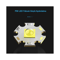 P50 LED Güçlü El Feneri 600 Lümen - Acil Durum ve Güvenlik Amaçlı Profesyonel Fener