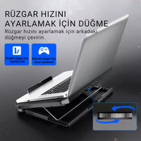 Terapio Polham Hızı Ayarlanabilir Laptop Soğutucu Stand - 4 Kademeli Yükseklik, 2 USB Port