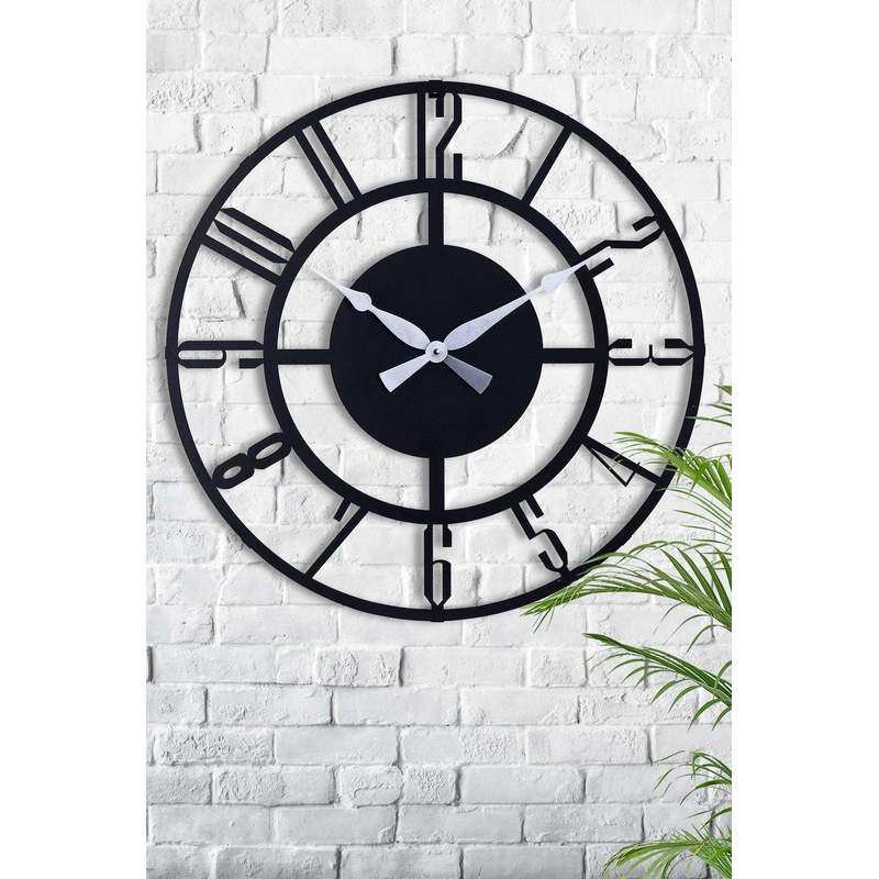 Muyika Bunnela Metal 70 Cm Siyah Duvar Saati - Modern Dekoratif Duvar Saati 70x70 Cm