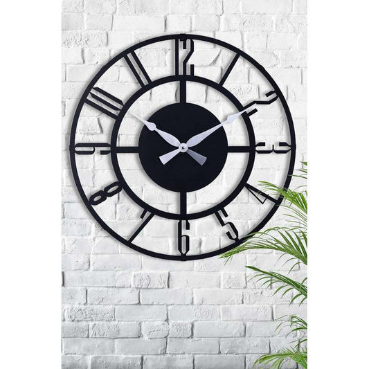 Muyika Bunnela Metal 70 Cm Siyah Duvar Saati - Modern Dekoratif Duvar Saati 70x70 Cm