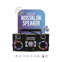 Terapio Nostaljik Bluetooth Hoparlör RGB LED Işıklı 4 Bantlı Radyo Şarjlı Speaker