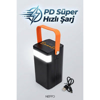 80000 mAh Güneş Enerjili Powerbank LED Fenerli Kamp Şarj Aleti 22.5W Hızlı Şarj