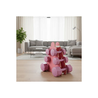 PSSPOR Pembe Dambıl Seti 3 Set - 1KG 2KG 3KG Dambıl + Stand - Ev Fitness Ekipmanı