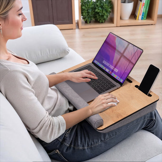 VİGOWOOD Minderli Laptop Sehpası Meşe - Ergonomik Çalışma Masası LS024
