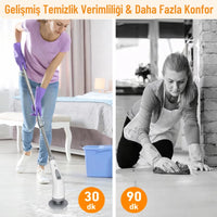 Polham 9in1 Şarjlı Döner Temizlik Fırçası 120cm Uzatılabilir Suya Dayanıklı Çok Amaçlı Set