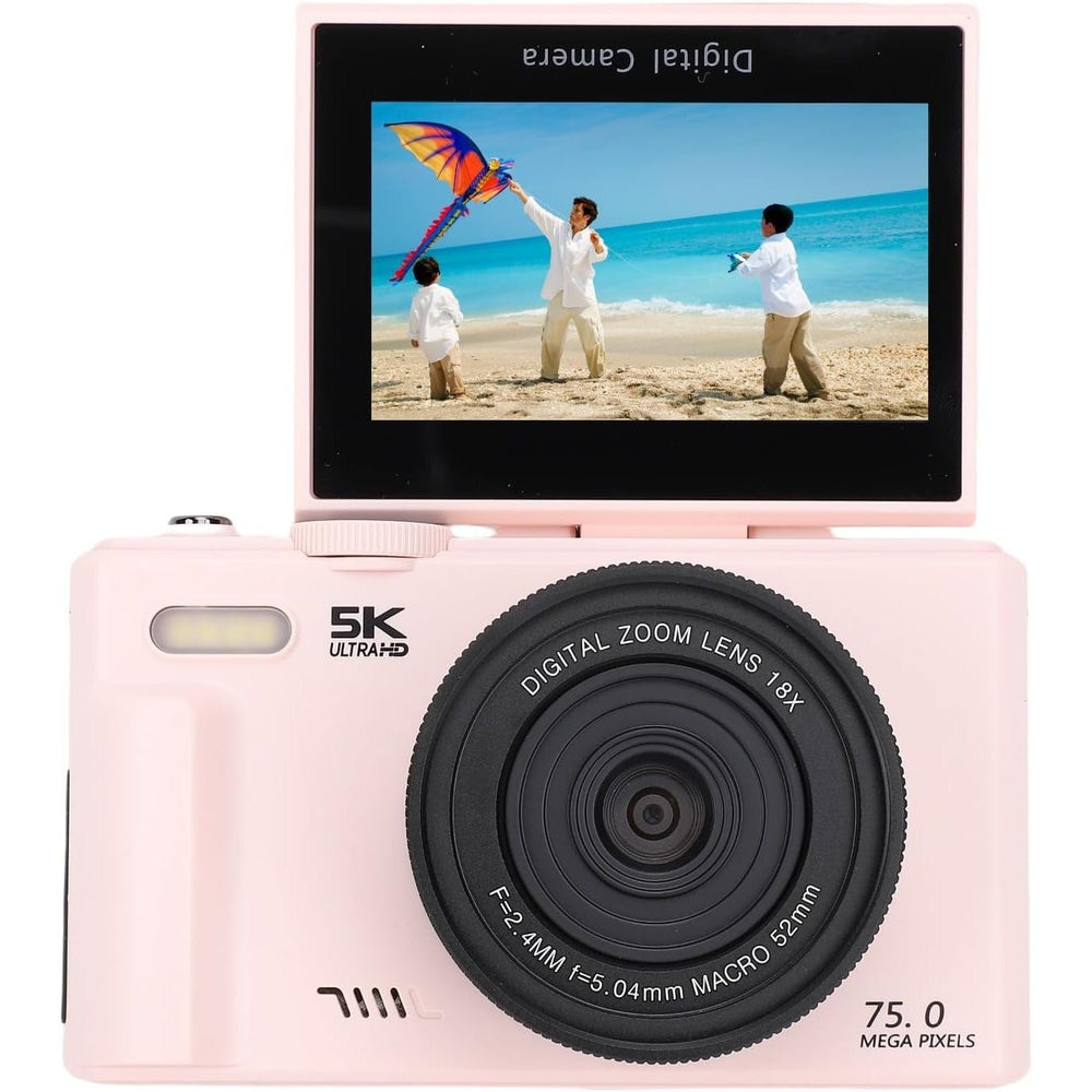 Terapio 5K Dijital Kamera 75MP HD Retro Otomatik Odaklama 18X Zoom Pembe - Anti Shake